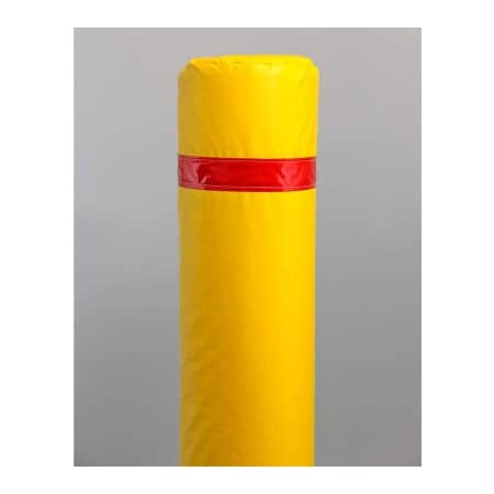 Innoplast, Inc 40" Soft Polyethylene Bollard Cover -  Yellow Cover/Red Tapes BP-40-YR
